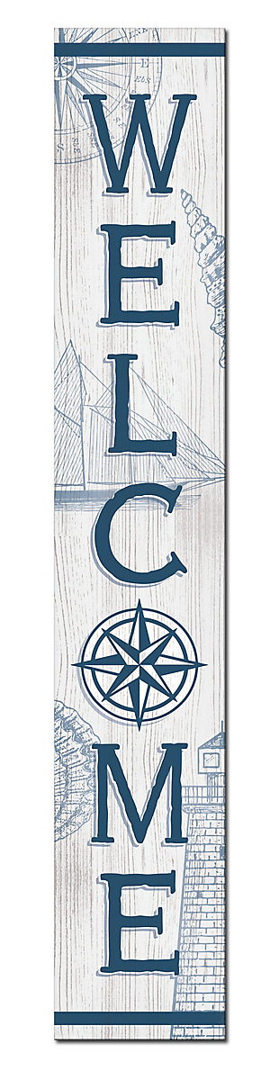 Nautical Compass Rose Welcome Porch Board, , large