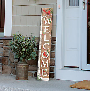 Welcome Porch Board with Red Cardinal, , rollover
