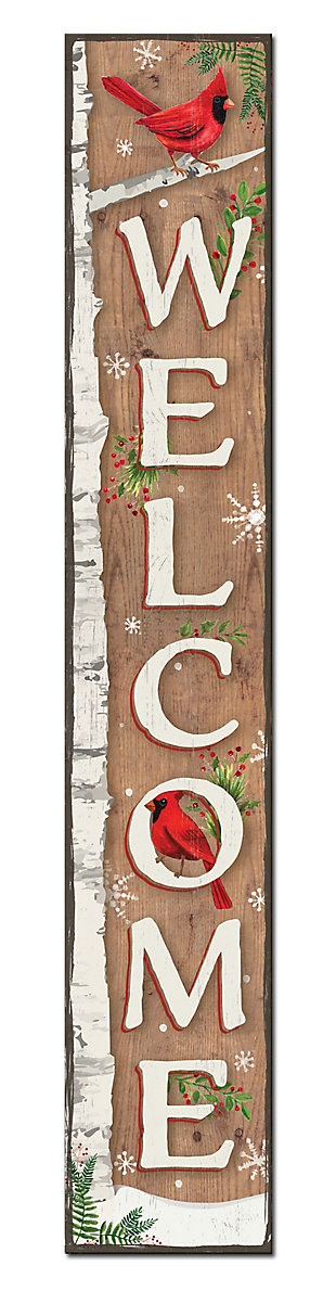 Welcome Porch Board with Red Cardinal, , large