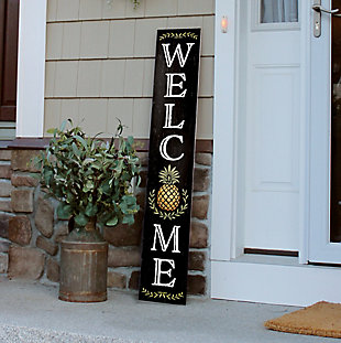 Black Welcome Porch Board with Pineapple, , rollover