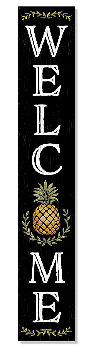 Black Welcome Porch Board with Pineapple, , large