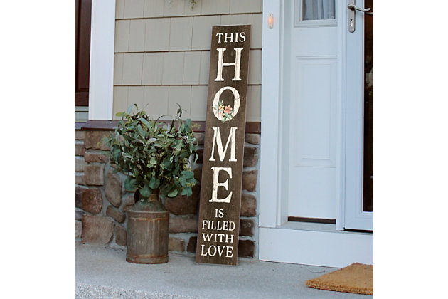 We hope your heart is filled with LOVE!  Hang or lean this USA made Porch Board™outside or inside your home to share the sentiment.  Made from 100% weatherproof material these are made to last in the elements.Decorate your door! | 100% Weatherproof | USA Made | Yard decor