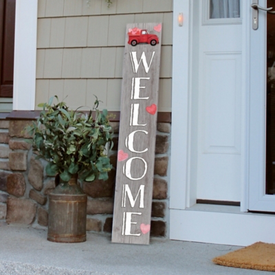 Welcome Porch Board with Hearts in Red Truck, , large