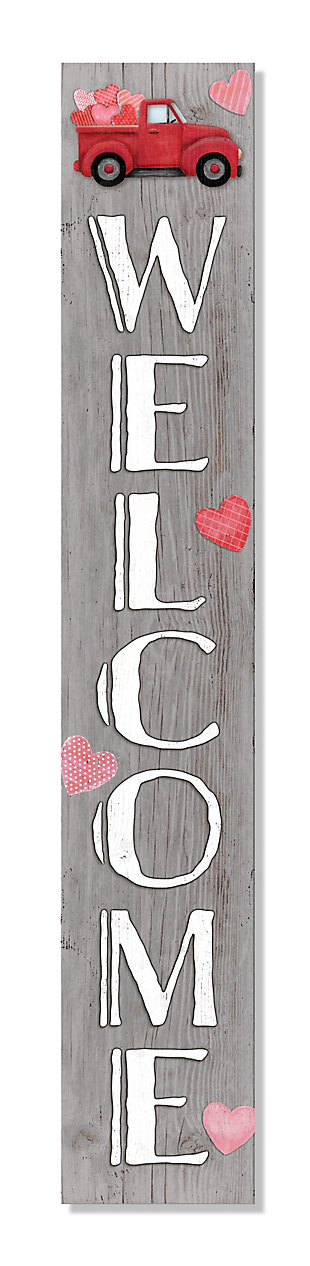 Welcome Porch Board with Hearts in Red Truck, , large