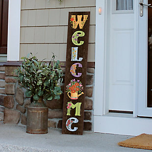 Porch Board™ WELCOME - MULTICOLOR W/WATERING CAN - PORCH BOARD 8X46.5, , rollover