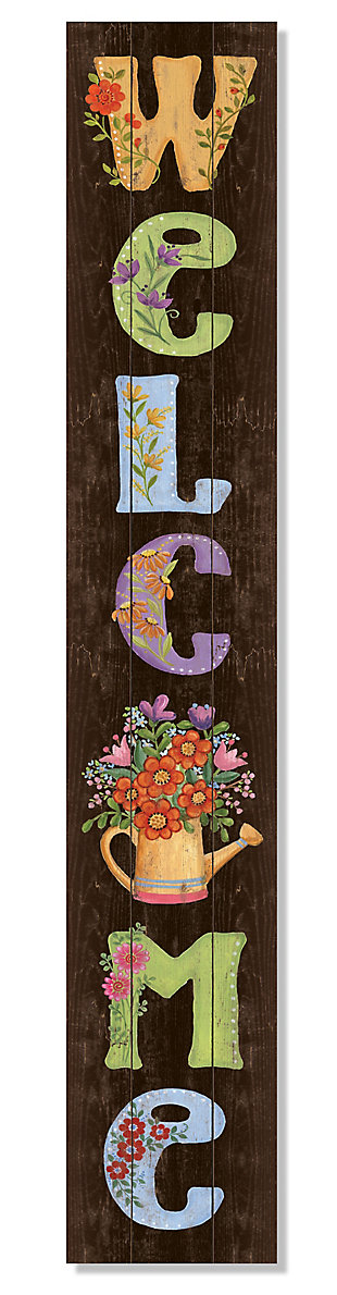 Welcome Porch Board with Floral Watering Can, , large