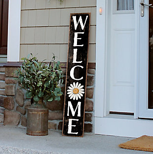 Porch Board™ WELCOME - BLACK W/ WHITE DAISY - PORCH BOARD 8X46.5, , rollover