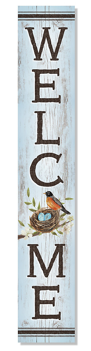 Welcome Porch Board with Robin, , large
