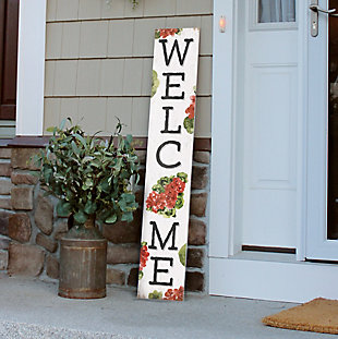 Welcome Porch Board with Red Geranium, , rollover