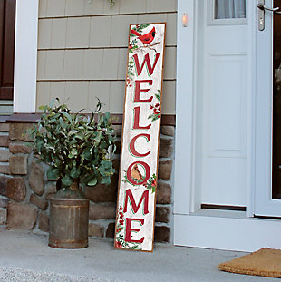 Welcome Porch Board with Christmas Cardinals, , rollover