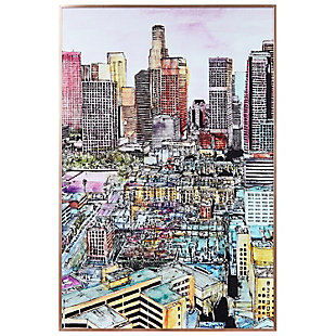 Empire Art Direct "City View "Printed Art Glass Wall Art with Rose Gold Framed, , large