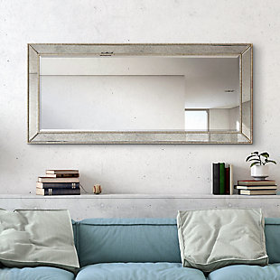 Empire Art Direct 54" x 24" Champagne Bead Beveled Rectangle Wall Mirror, , rollover