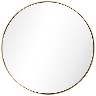 Empire Art Direct 30" x 30" Round Brushed Gold Stainless Steel Framed Mirror, , large