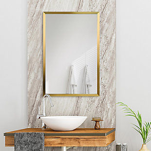 Empire Art Direct 36"x24" Rectangle Brushed Gold Stainless Steel Framed Mirror, , rollover