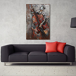 Empire Art Direct "The Bassist" Mixed Media Iron Hand Painted Wall Art, , rollover