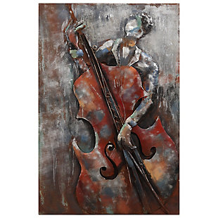 Empire Art Direct "The Bassist" Mixed Media Iron Hand Painted Wall Art, , large