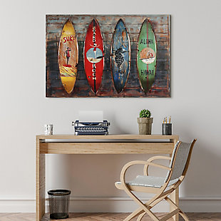 Empire Art Direct Canoes Handed Painted Iron Wall sculpture on Wooden Wall Art, , rollover