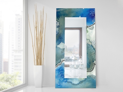 Empire Art Direct Subtle Blues Mirror Tempered Art Glass