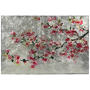 Empire Art Direct Cherry Blossom I Tempered Glass Wall Art with Silver Leaf, , large