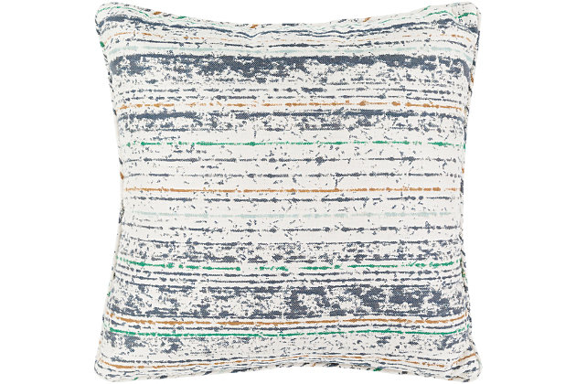 Bring comfort and casually cool style anywhere you please with this posh indoor-outdoor pillow. Erased motif pattern has a richly relaxed vibe that’s perfect for indoor-outdoor living. Easy-care material makes sense inside and out.100% acrylic | For indoor/outdoor use | Uv resistant; water resistant | Piped edges | Made for indoor/outdoor use | Imported | Spot clean only