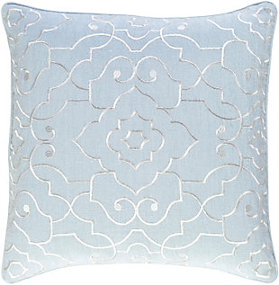 Adagio Floral Design 18" Throw Pillow, Light Gray/Cream, rollover