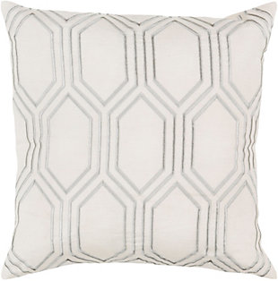 Skyline Ivory Geometric 18" Throw Pillow, Beige/Medium Gray, rollover