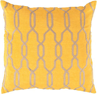 Puerton Trellis Design 18" Throw Pillow, Saffron/Beige, large