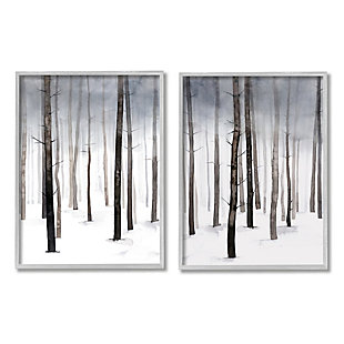 Stupell Winter Snow Tree Forest Haze Eerie Cold 16 X 20 Framed Wall Art (set Of 2), Gray, large