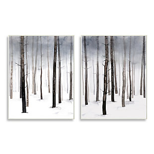 Stupell Winter Snow Tree Forest Haze Eerie Cold 10 X 15 Wood Wall Art (set Of 2), , large