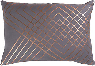 Porton Geometric 13"x19" Throw Pillow, Medium Gray/Gold, rollover