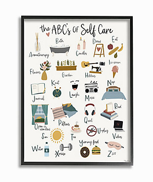 Stupell Abc's Of Self Care Adult Relaxation Alphabet 24 X 30 Framed Wall Art, White, large
