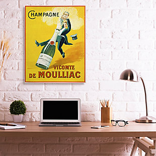 Stupell Vintage Illustration Champagne Vicomte De Moulliac Pop Bottle 36 X 48 Canvas Wall Art, Yellow, rollover
