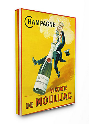 Stupell Vintage Illustration Champagne Vicomte De Moulliac Pop Bottle 36 X 48 Canvas Wall Art, Yellow, large