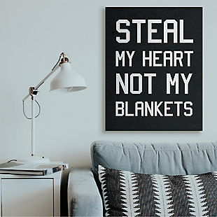 Stupell Steal Hearts Not Blankets Motivational Romance Phrase 36 X 48 Canvas Wall Art, Gray, rollover