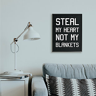 Stupell Steal Hearts Not Blankets Motivational Romance Phrase 24 X 30 Framed Wall Art, Gray, rollover