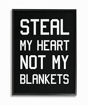 Stupell Steal Hearts Not Blankets Motivational Romance Phrase 24 X 30 Framed Wall Art, Gray, large