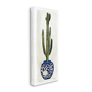 Stupell Cactus In Blue Ornate Vase Succulent Still Life 20 X 48 Canvas Wall Art, Beige, rollover