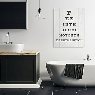 Stupell Bathroom Seeing Eye Chart Pee In The Bowl Phrase 36 X 48 Canvas Wall Art, White, rollover