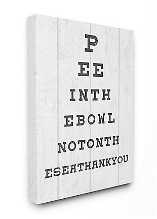 Stupell Bathroom Seeing Eye Chart Pee In The Bowl Phrase 36 X 48 Canvas Wall Art, White, large