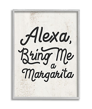 Stupell Alexa Bring Me Margarita Distressed Kitchen Sign 16 X 20 Framed Wall Art, Beige, large