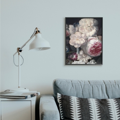 Stupell Blushing Floral Petals Enchanting Pink White Flowers 24 X 30 Framed Wall Art, Gray, large