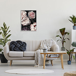 An elegant piece in black, white and pink, this wall art adds a fashionable floral touch to your wall decor for a glam aesthetic. This giclee print has a texturized brush stroke finish and sits within a ready-to-hang gray frame.Giclee lithograph mounted on wood with a texturized brush stroke finish | Gray frame | Ready to hang | Design by ziwei li | Made in usa