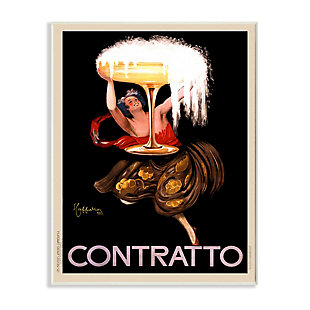 Stupell Vintage Vermouth Cocktail Illustrative Advertisement Contratto 13 X 19 Wood Wall Art, Black, large