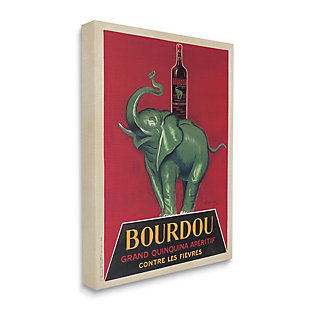 Stupell Bourdou Vintage Elephant Advertisement Bar Illustration 36 X 48 Canvas Wall Art, Red, large