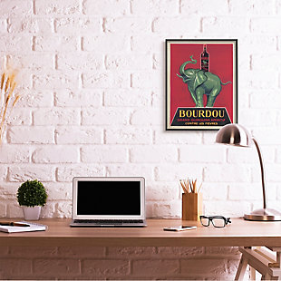 Stupell Bourdou Vintage Elephant Advertisement Bar Illustration 24 X 30 Framed Wall Art, Red, rollover