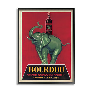 Stupell Bourdou Vintage Elephant Advertisement Bar Illustration 24 X 30 Framed Wall Art, Red, large
