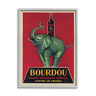 Stupell Bourdou Vintage Elephant Advertisement Bar Illustration 16 X 20 Framed Wall Art, Red, large