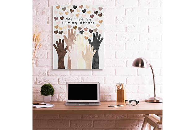 Spread the love and a message of unity with this cute and kid-friendly wall art. Printed with high-quality inks and canvas, this piece is hand cut and comes ready to hang.Printed with high-quality inks and hand cut canvas | Wood stretcher bar | Ready to hang | Design by erica billups | Made in usa