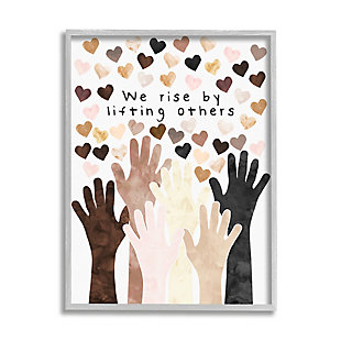 Stupell We Rise By Lifting Others Quote Hands Hearts 24 X 30 Framed Wall Art, Orange, large