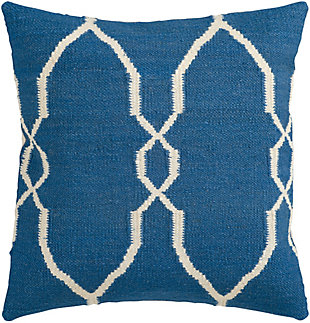 Luring with a dramatic diamond pattern, this blue and beige throw pillow is sure to elevate your space. Comfy cover’s wool-cotton blend is love at first touch.Wool/cotton cover | Polyester insert | Handmade | Zipper closure | Imported | Spot clean only; line dry